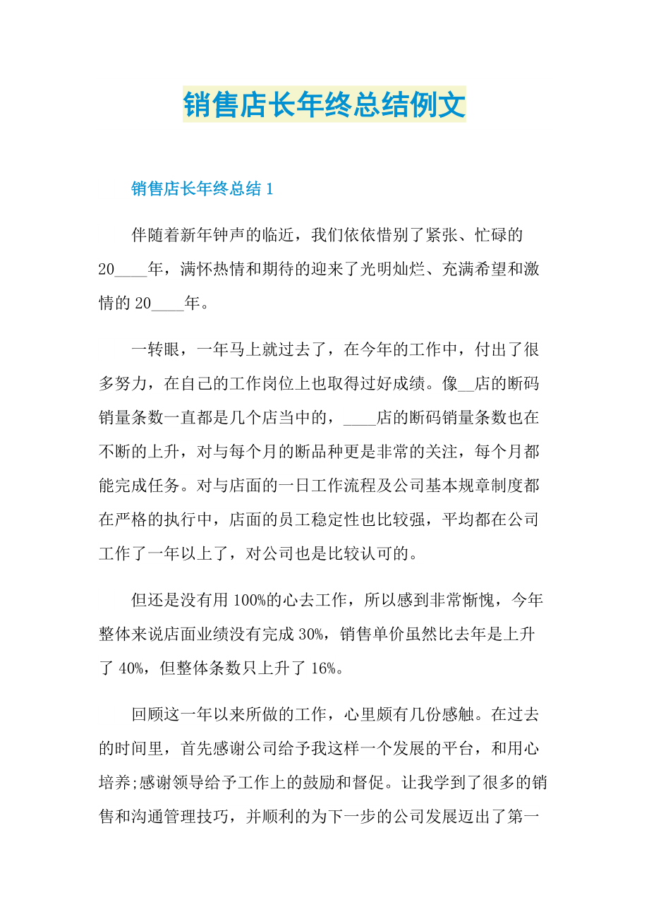 销售店长年终总结例文.doc_第1页