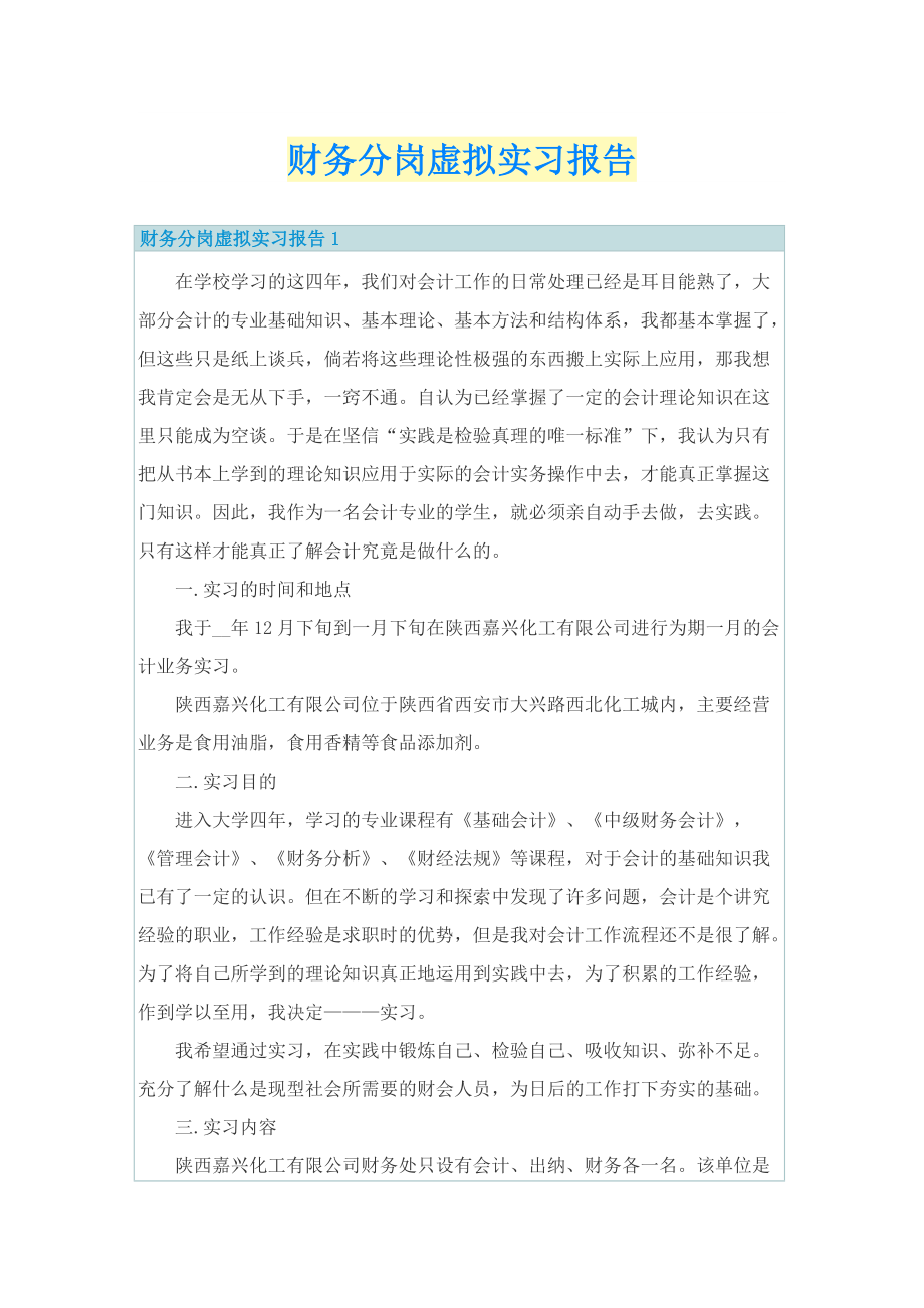 财务分岗虚拟实习报告.doc_第1页