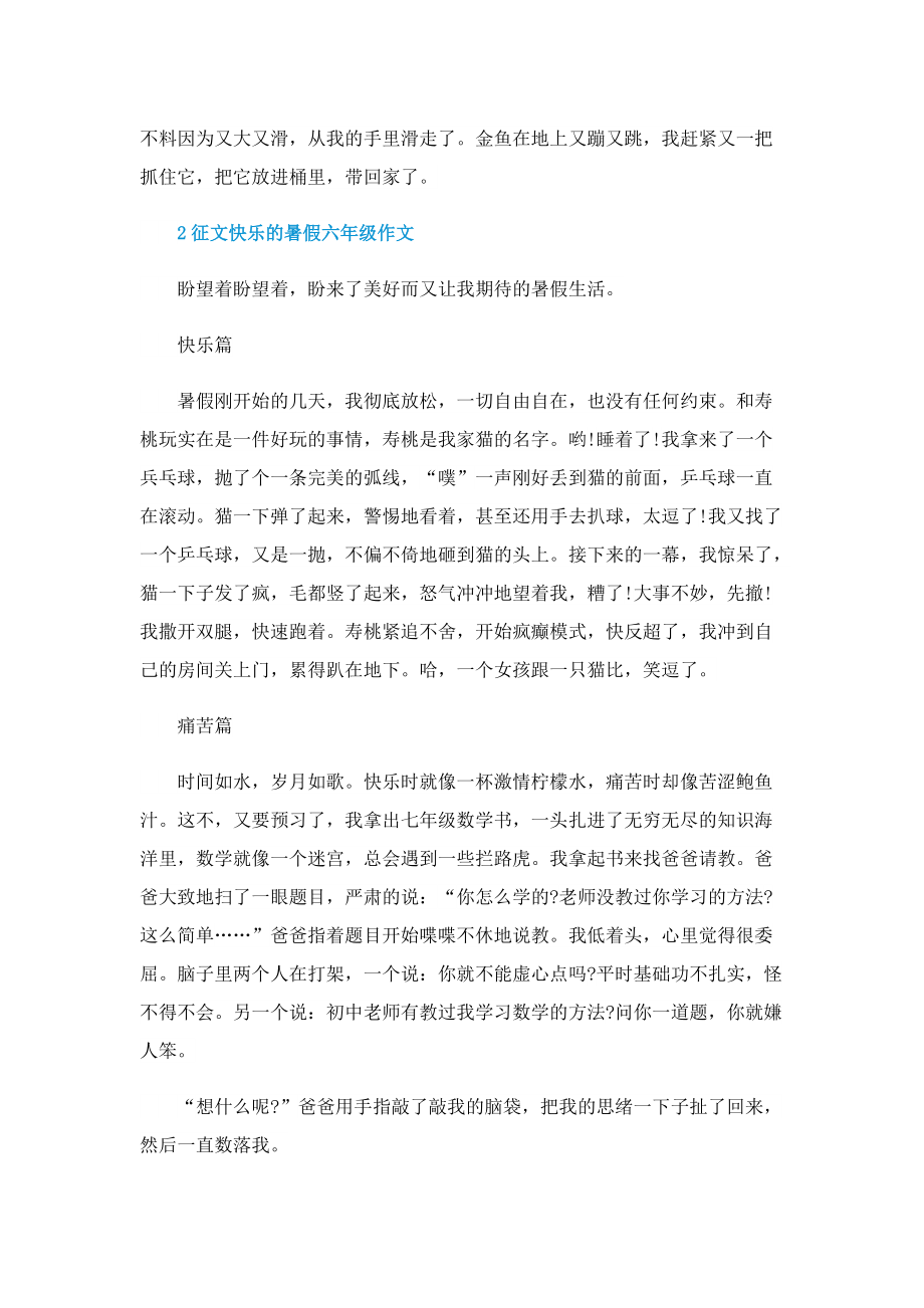 征文快乐的暑假六年级作文.doc_第2页