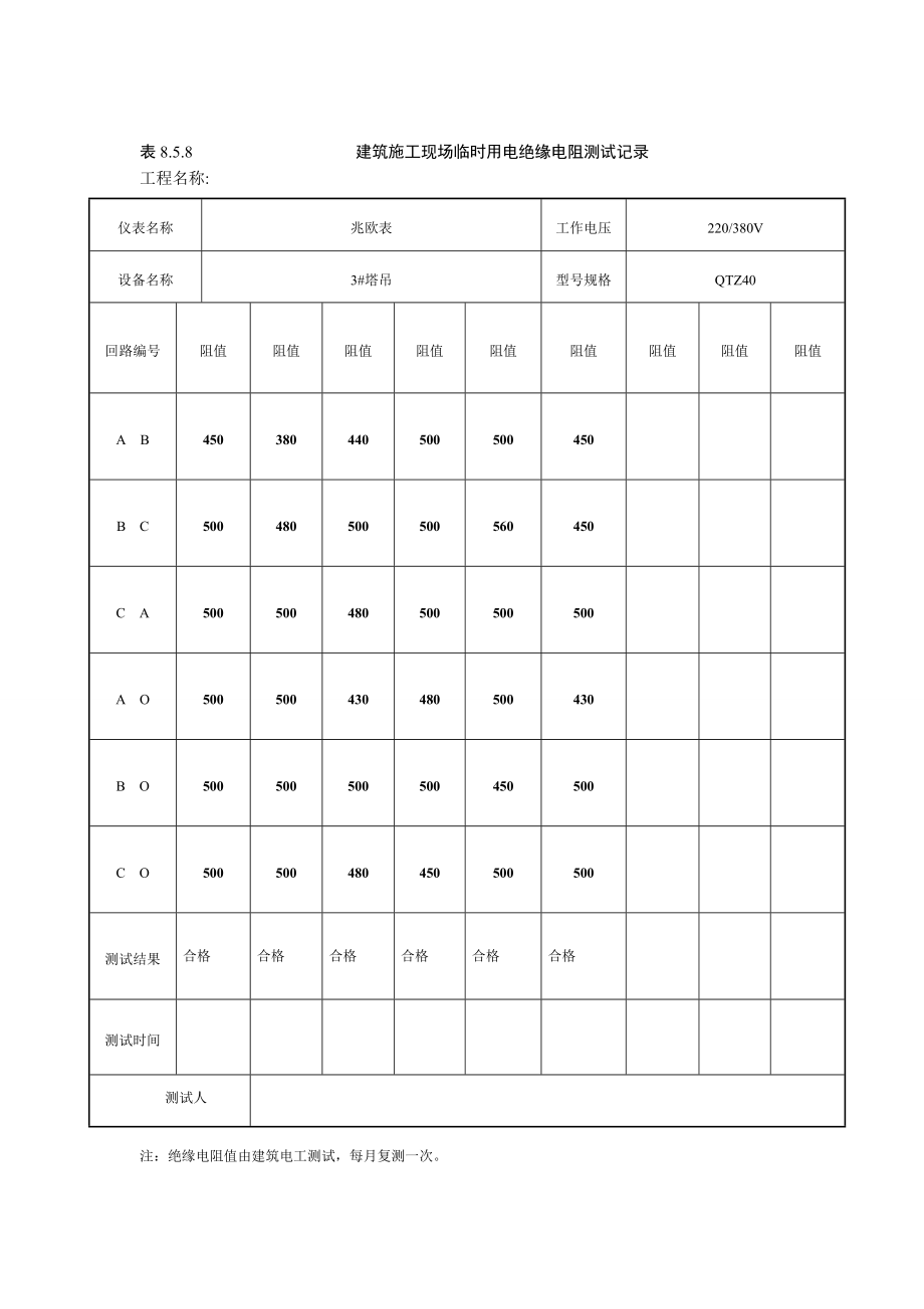 绝缘电阻测试记录簿03254.doc_第3页