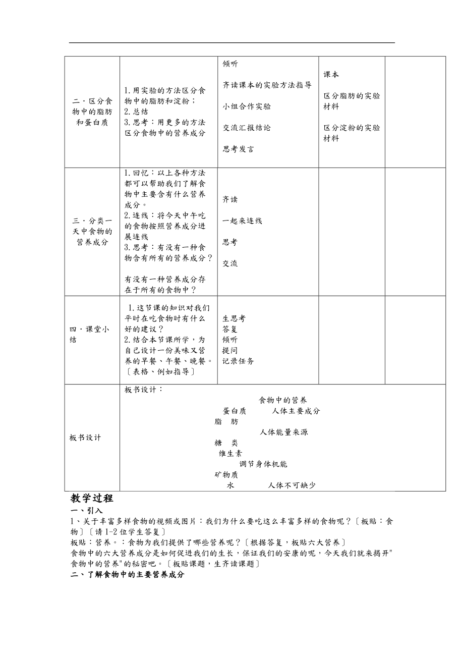 食物中的营养教学设计及反思.doc_第2页