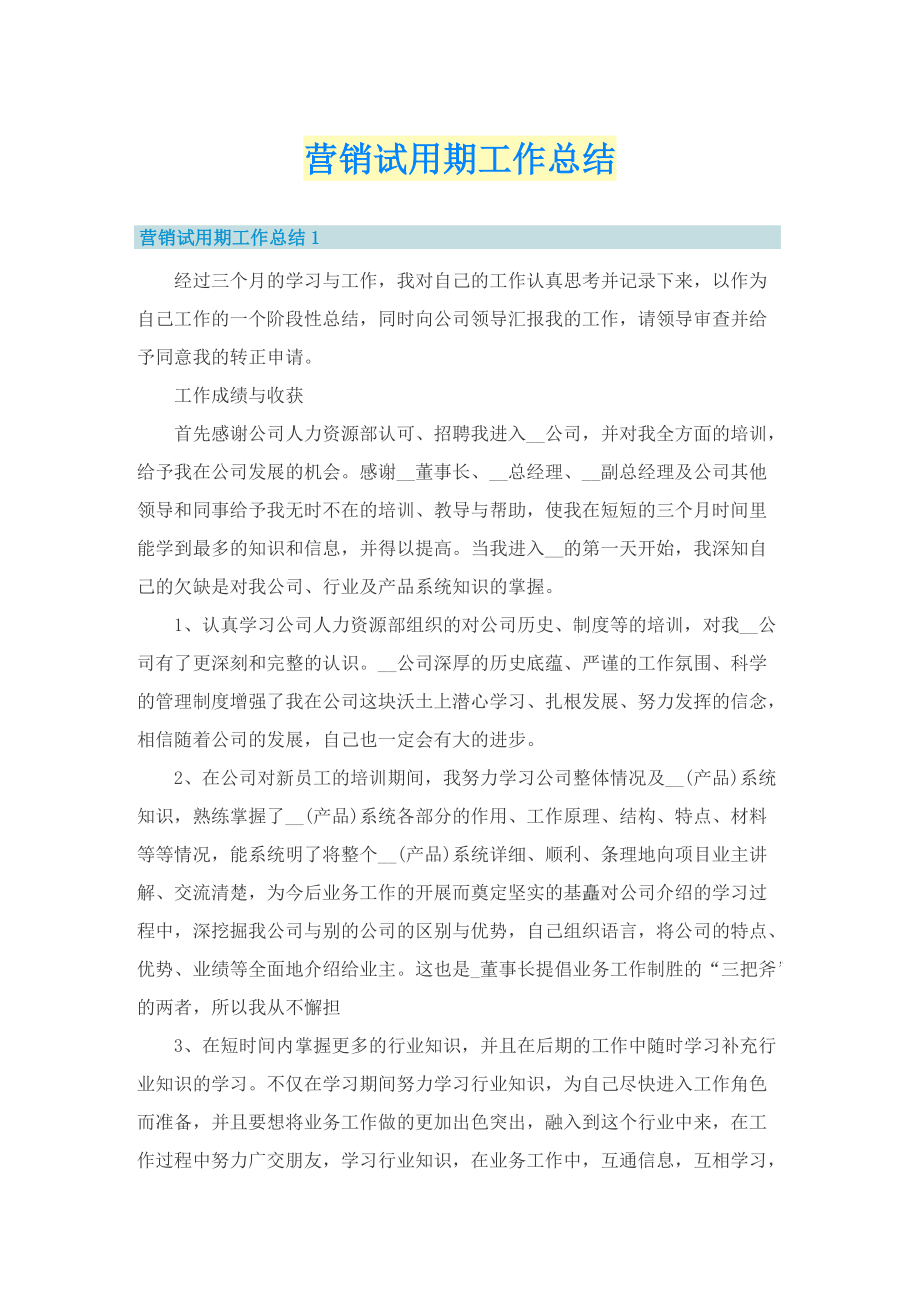 营销试用期工作总结.doc_第1页