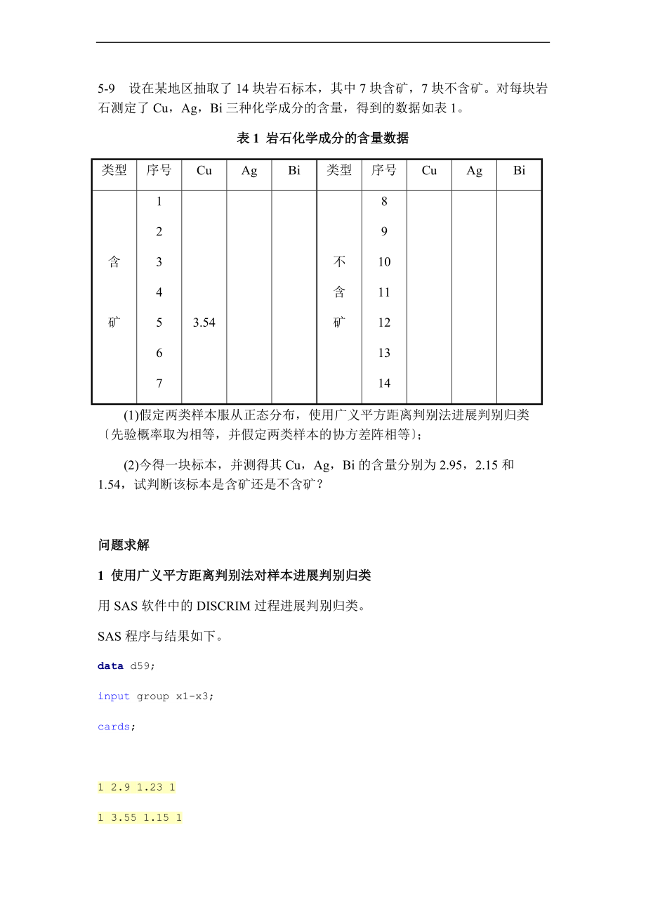 应用多元统计分析报告SAS作业.doc_第1页