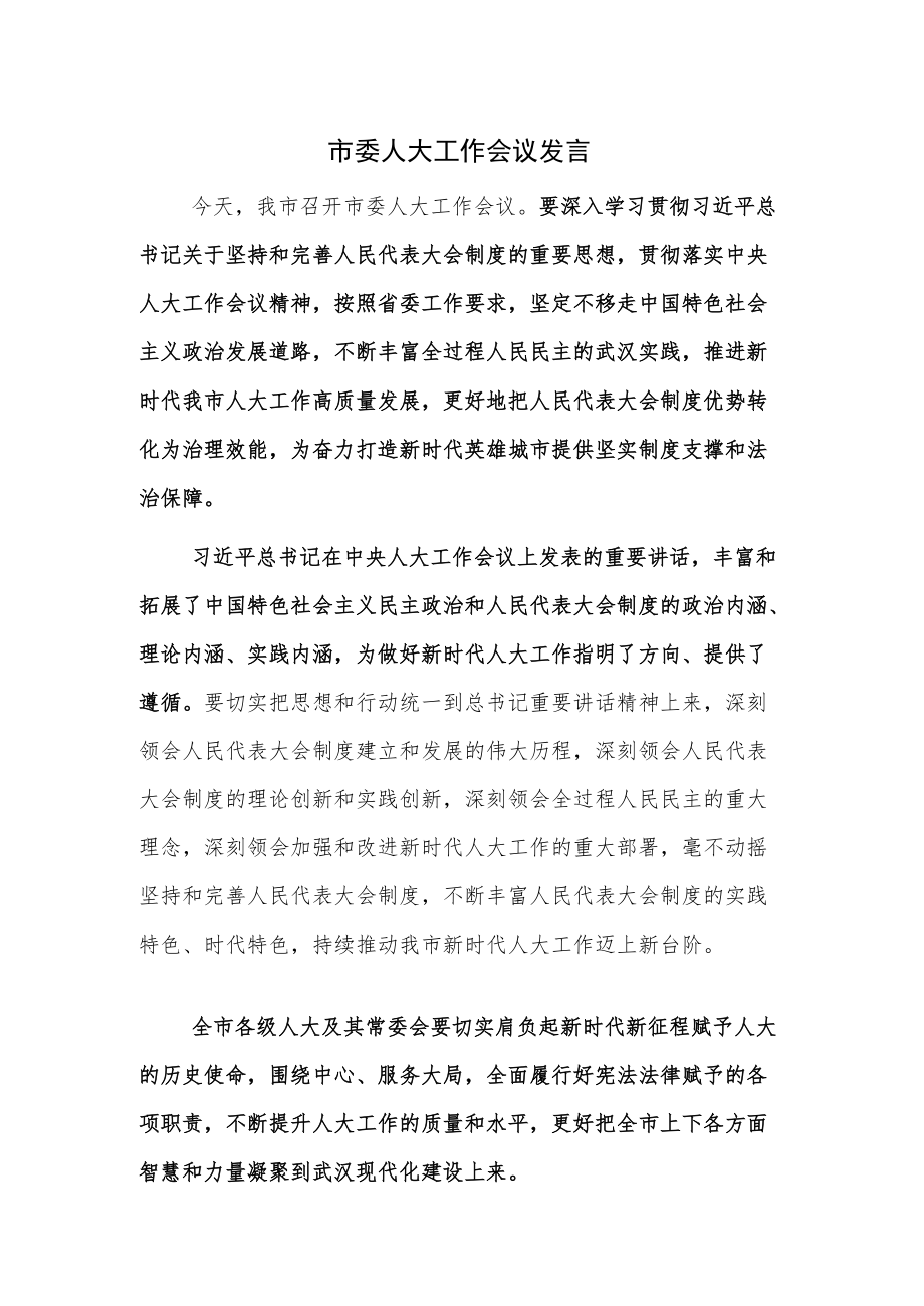 市委人大工作会议发言.docx_第1页