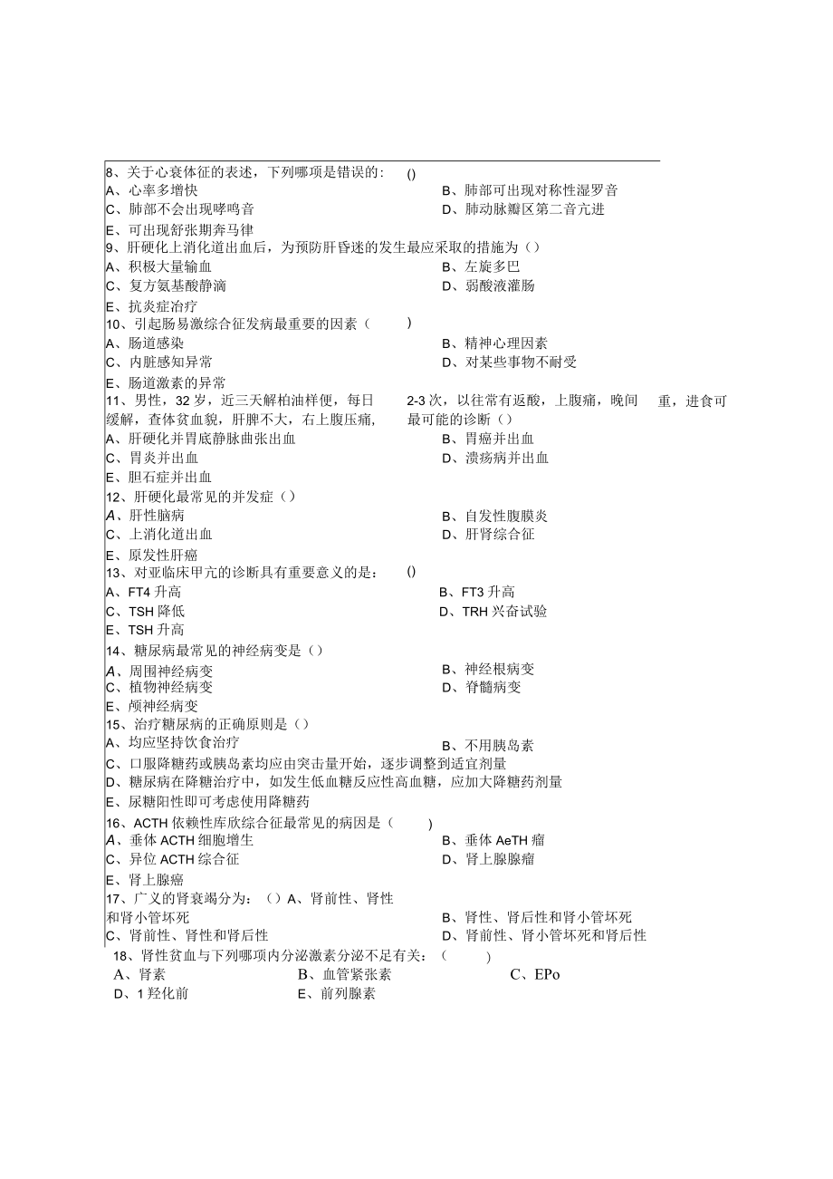 医科大学临床医疗大内科-内科毕业考试B卷.docx_第2页