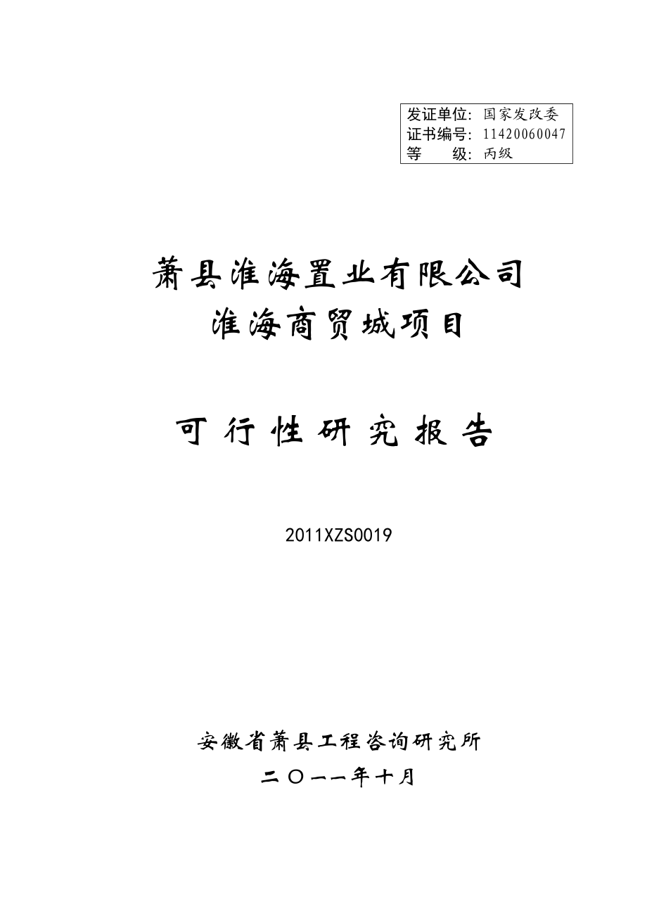 某置业商贸城项目可行性研究报告.doc_第1页