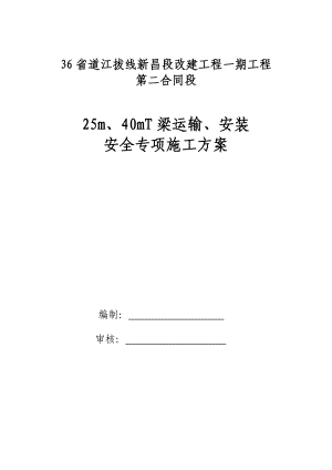 浙江某省道改建项目T梁安装安全专项施工方案.doc