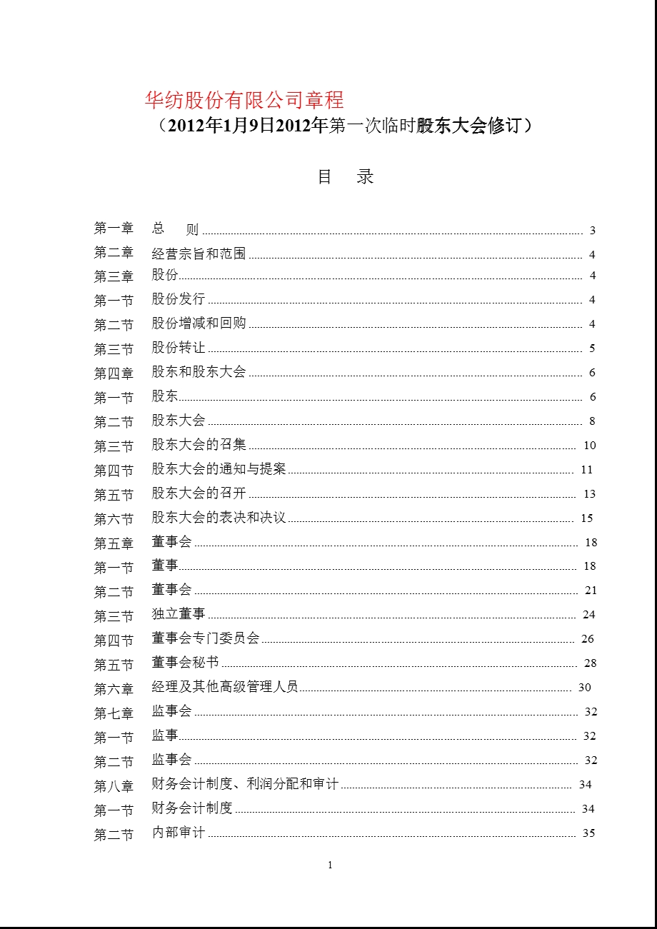 600448华纺股份公司章程（修订） .ppt_第1页