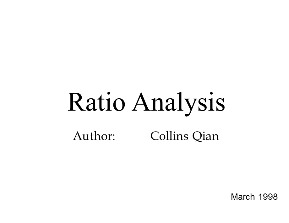 贝恩战略分析方法分析方法ratioanalysis.ppt_第1页