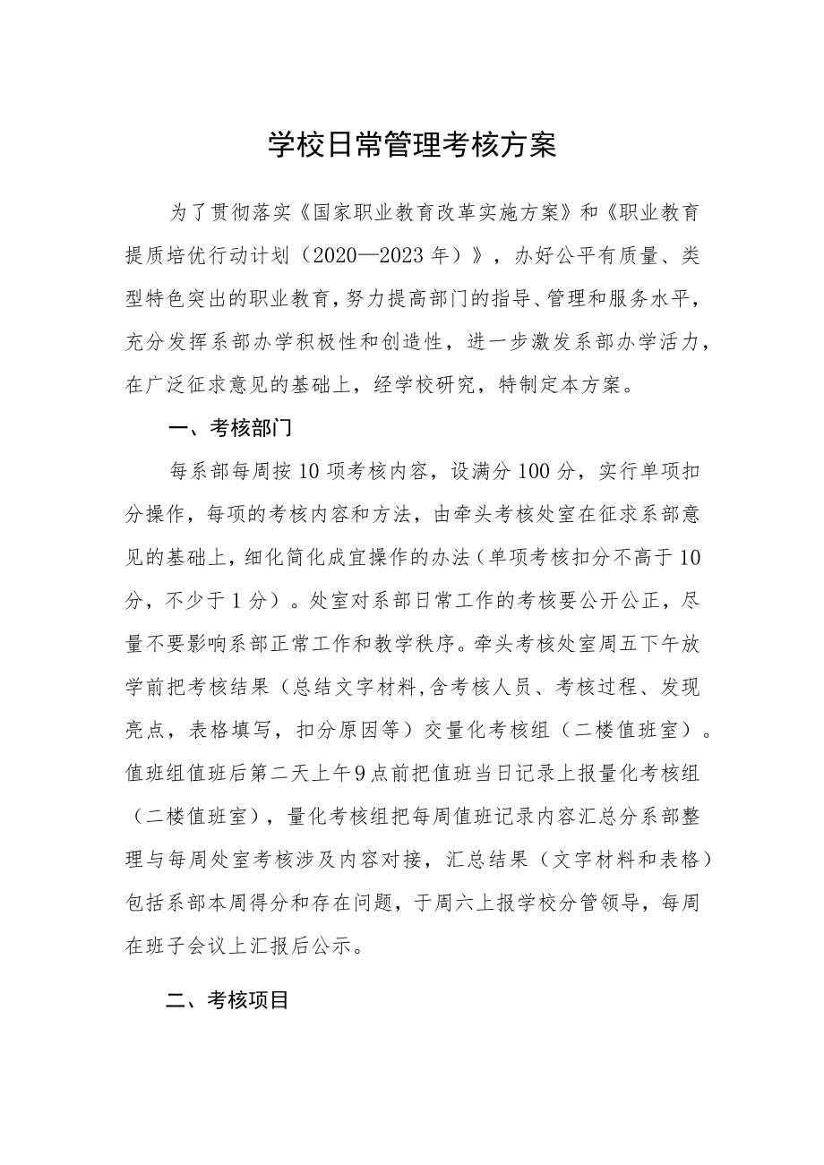 学校日常管理考核方案.docx_第1页