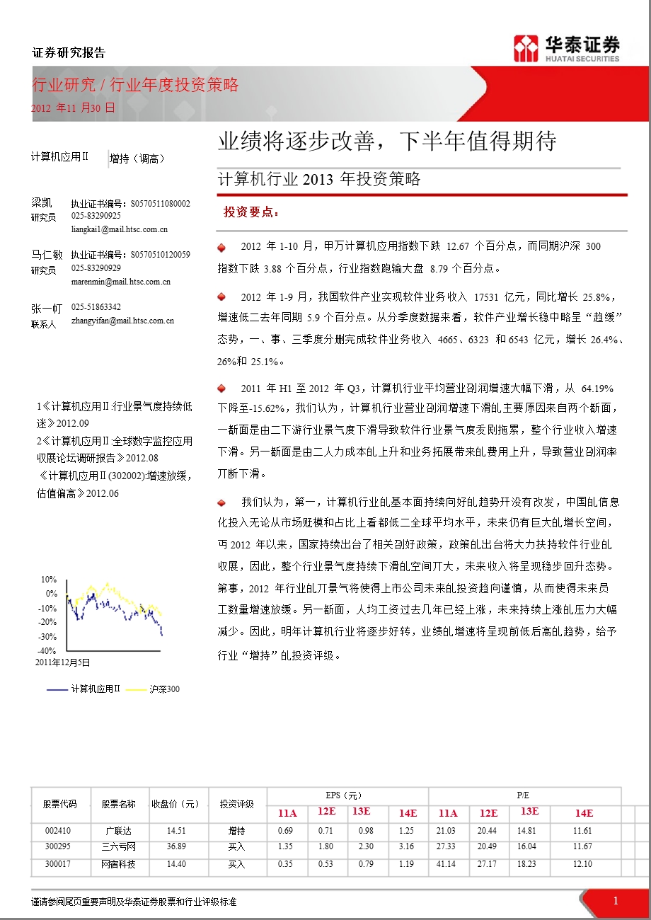 计算机行业2013年投资策略：业绩将逐步改善_下半年值得期待-2012-12-05.ppt_第1页