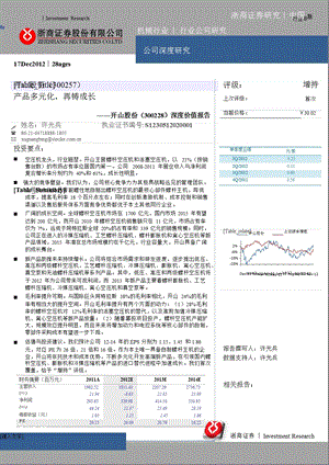 开山股份(300257)深度价值报告：产品多元化_再铸成长-2012-12-18.ppt