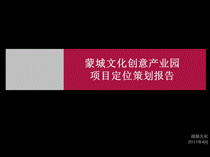 2011年4月亳州市蒙城文化创意产业园项目定位策划报告(1).ppt