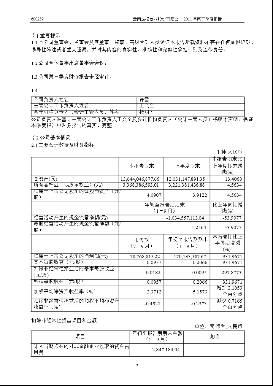 600239_2011云南城投第三季度季报.ppt_第3页