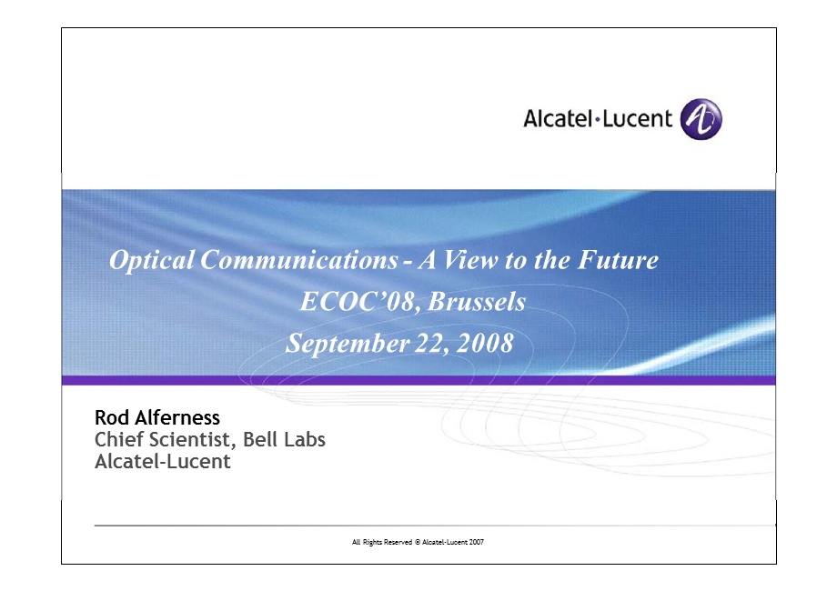 ASB——Optical Communications - A View to the Future.ppt_第1页