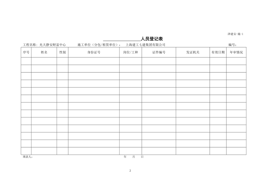 天津市最新施工单位施工安全资料用表.docx_第2页