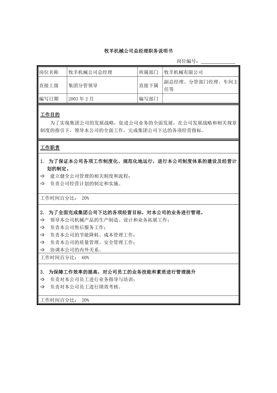 某某机械公司职务说明书.doc_第3页