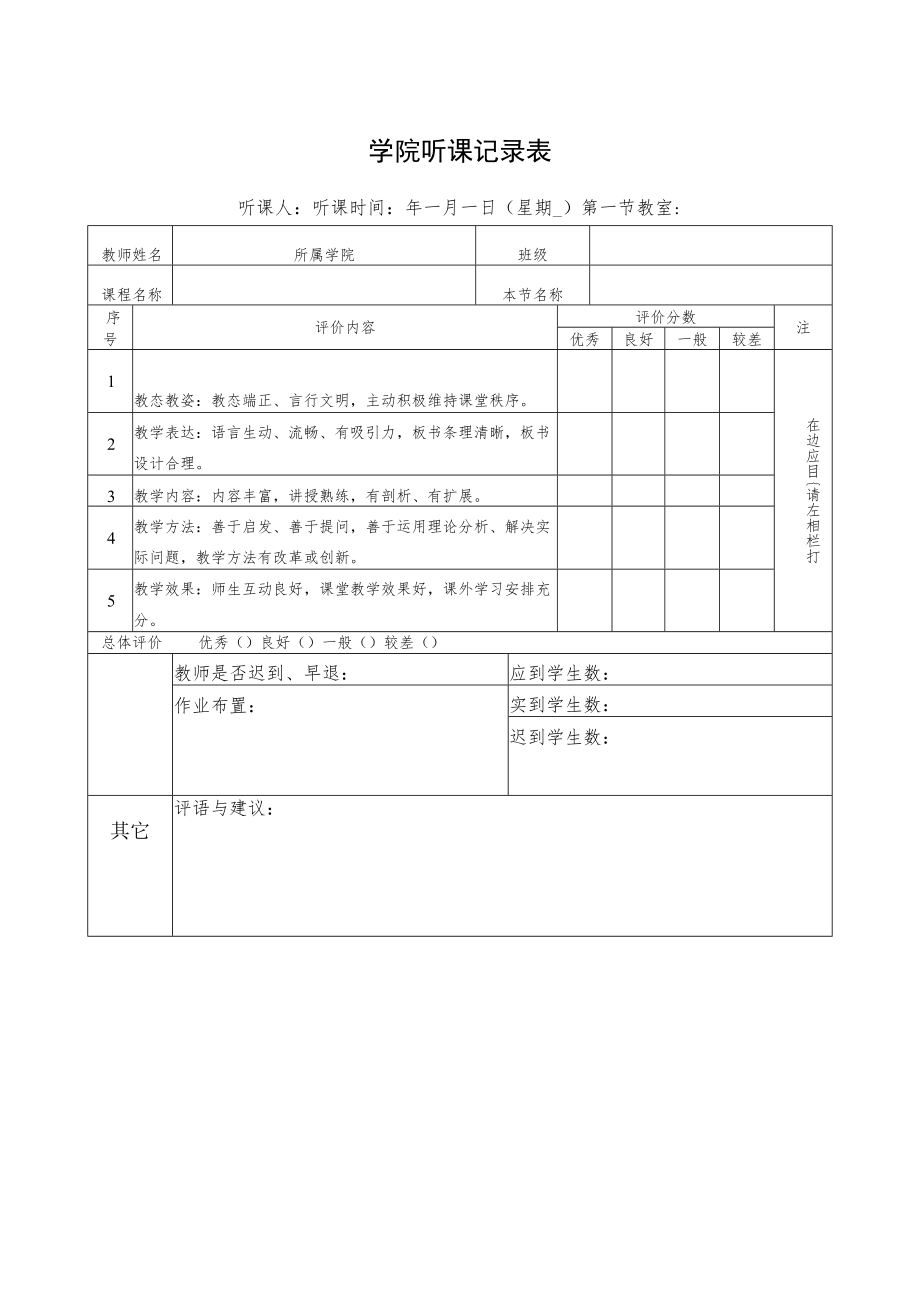 学院听课记录表.docx_第1页