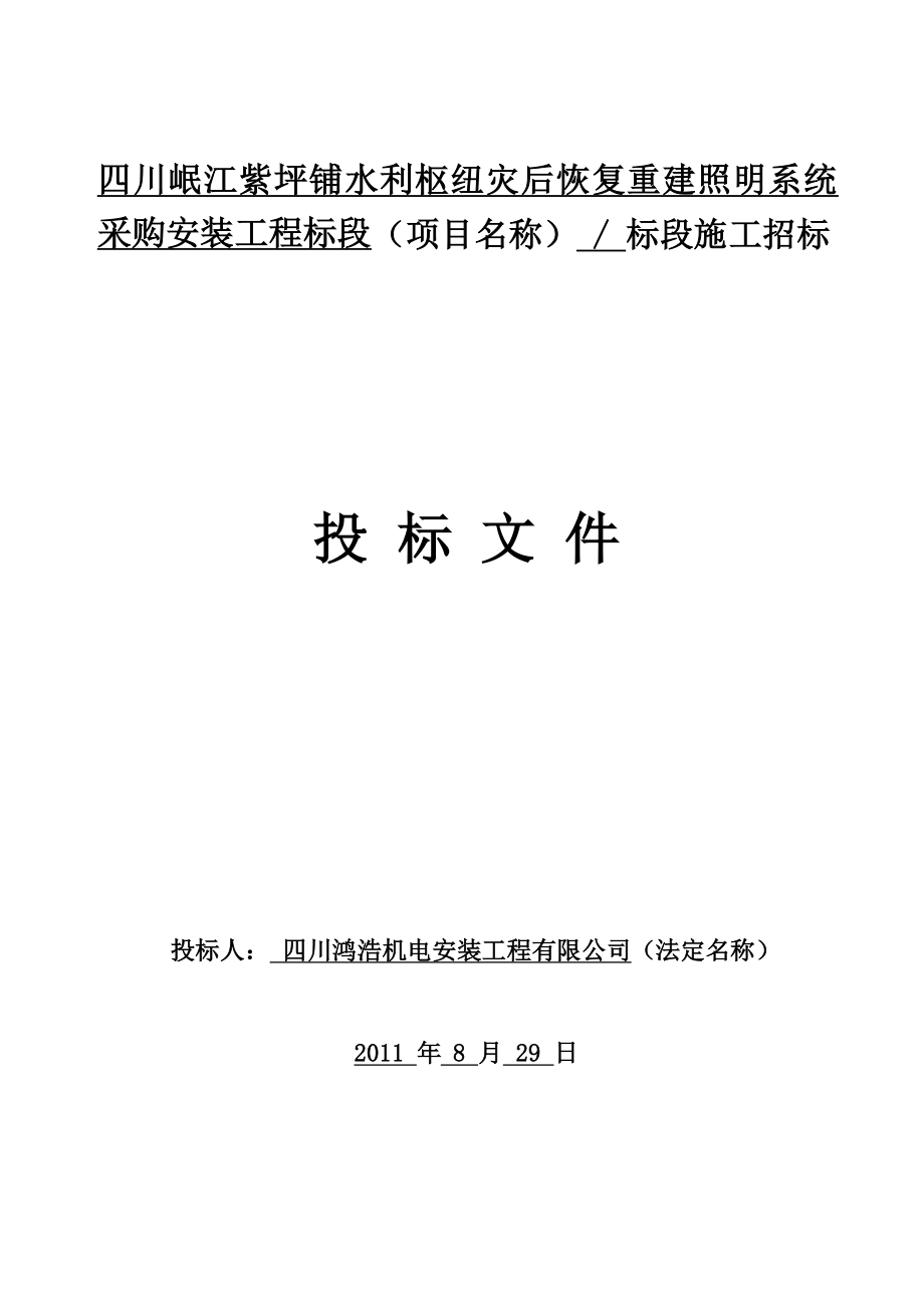 四川岷江紫坪铺水利枢纽灾后恢复重建照明系统采购安装.docx_第1页