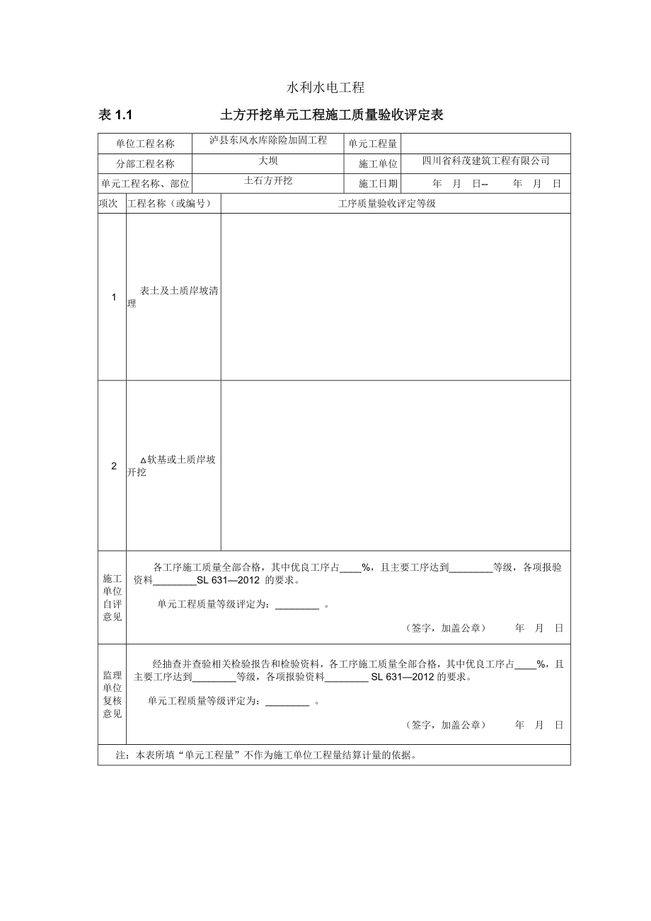 水利水电工程自检资料（DOC42页）.docx_第1页