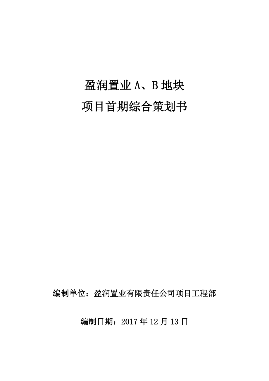 房地产前期项目综合策划书.docx_第1页