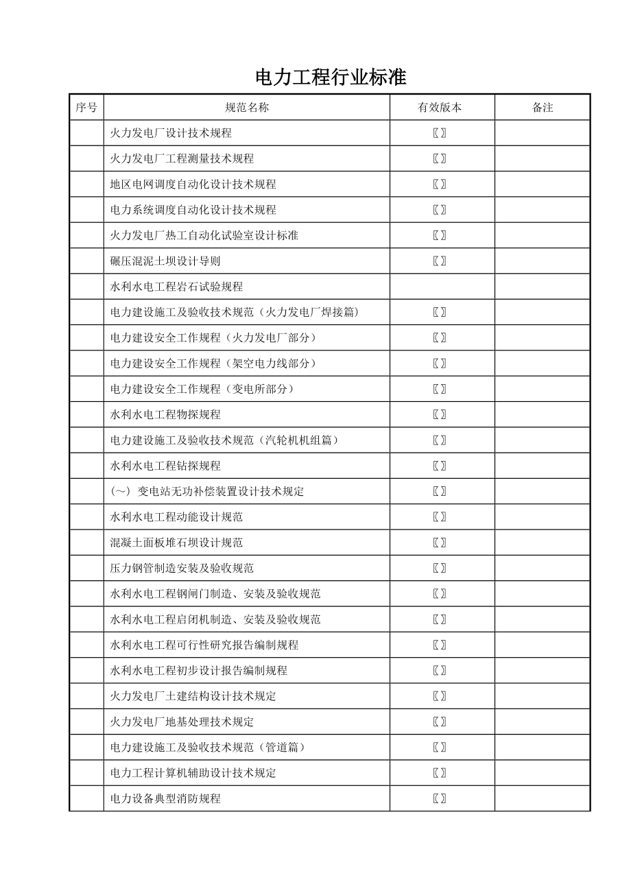 工程建设标准____工程建设行业标准____电力工程(DOC10页).doc_第1页