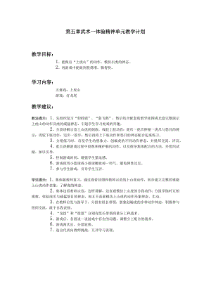 三年级体育第五章 武术—体验精神单元教学计划.docx