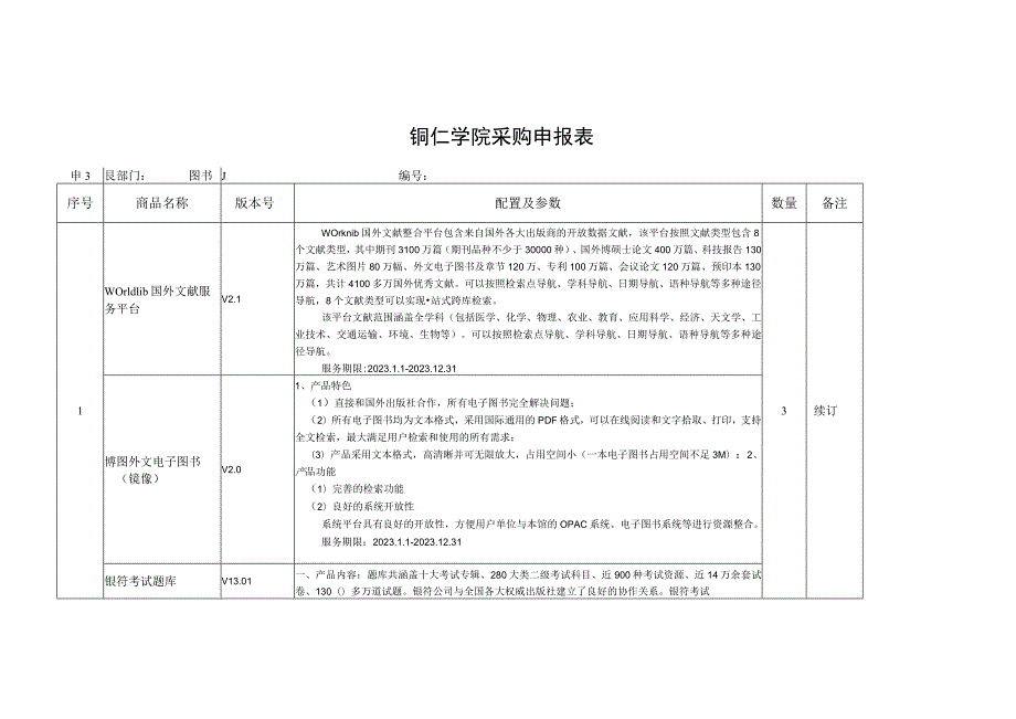 铜仁学院采购申报表.docx_第1页