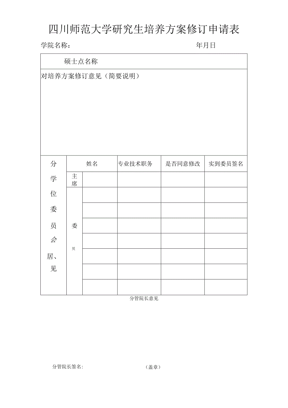 附件1+四川师范大学研究生培养方案修订申请表.docx_第1页