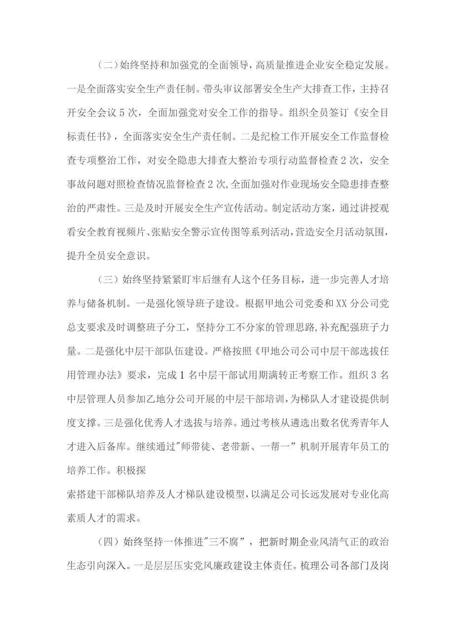 公司2023年落实全面从严治党责任自查报告.docx_第2页