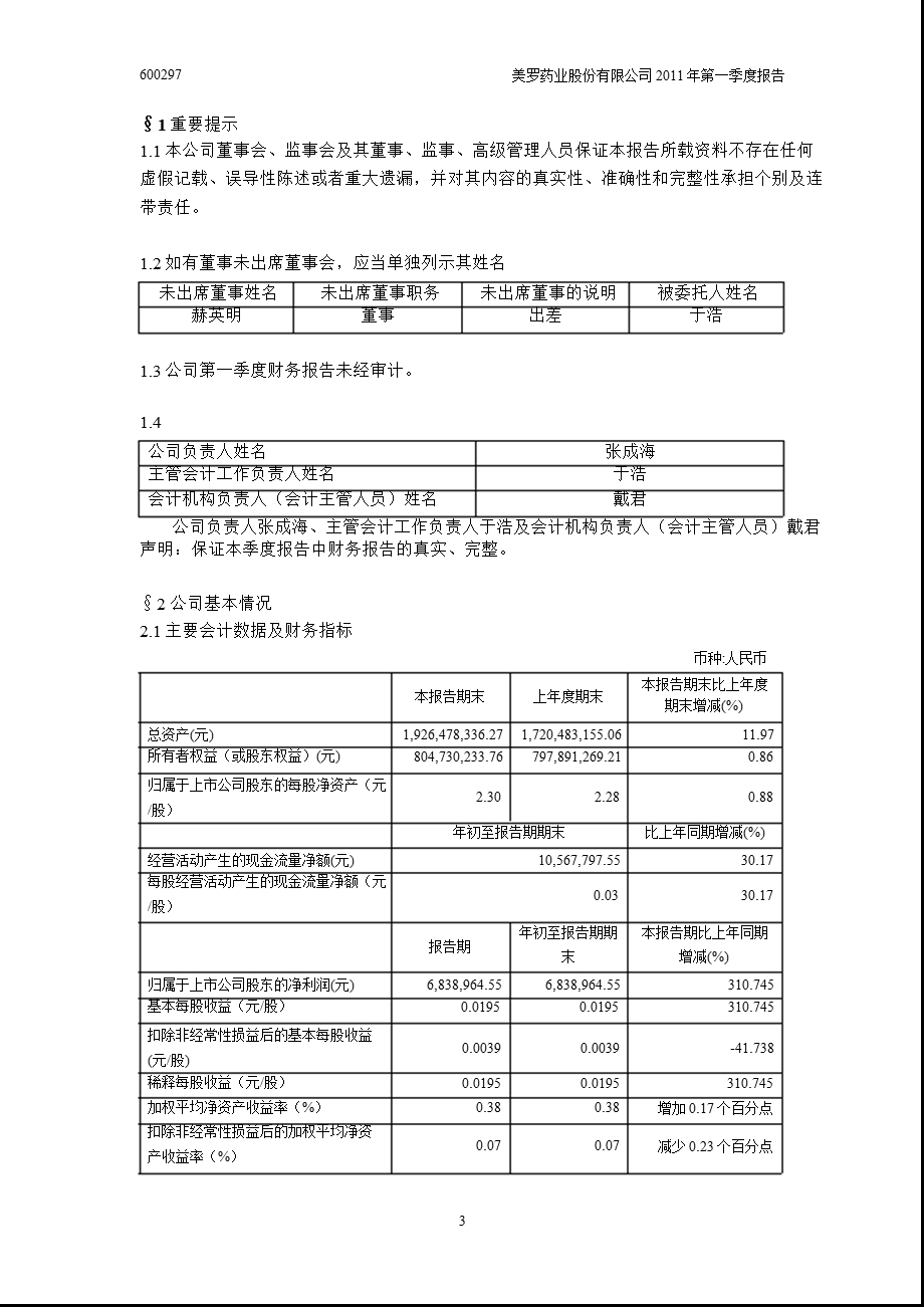 600297美罗药业第一季度季报.ppt_第3页