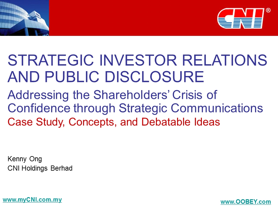 STRATEGIC INVESTOR RELATIONS AND PUBLIC DISCLOSURE.ppt_第1页