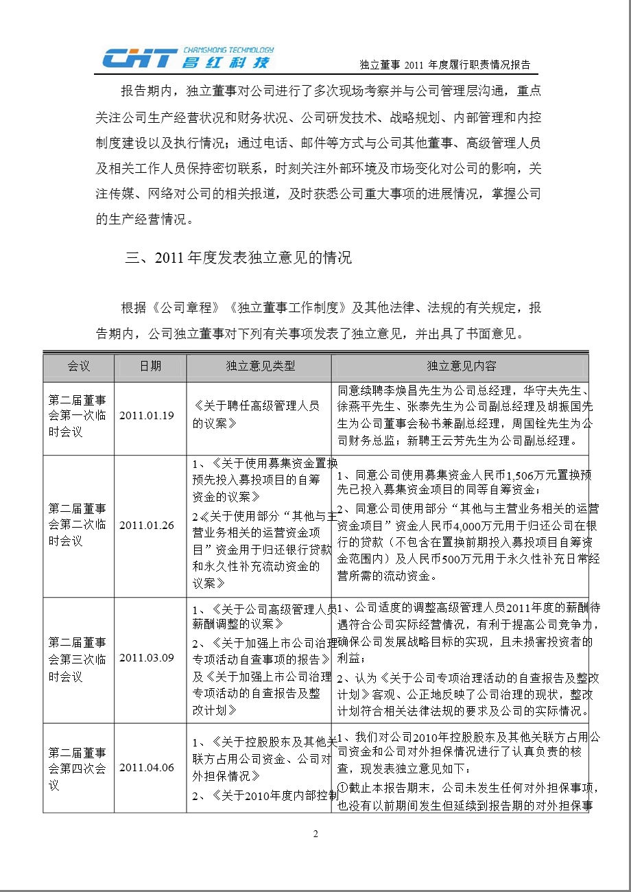 昌红科技：独立董事履行职责情况报告.ppt_第2页