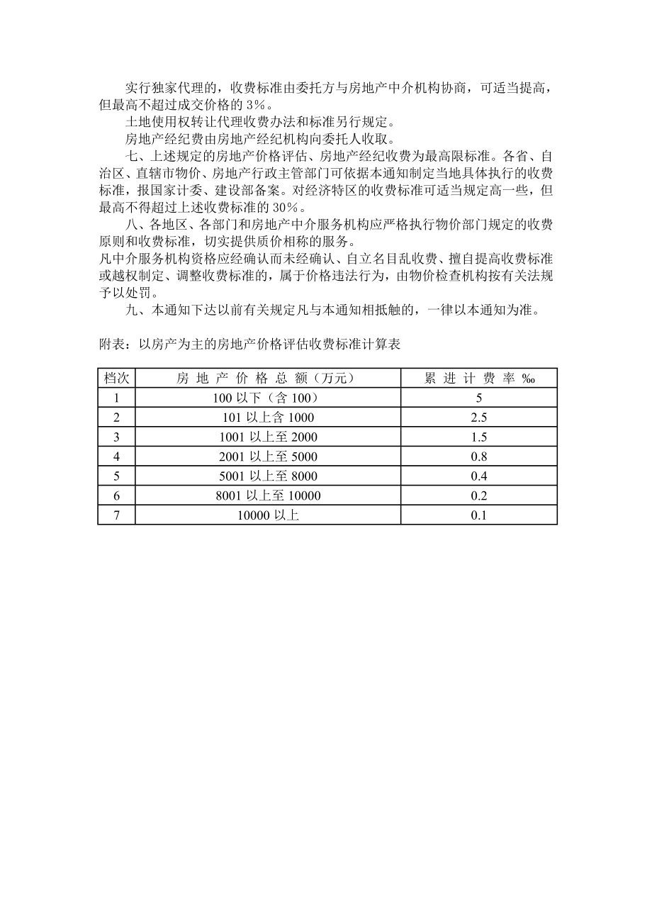 国家计委建设部关于房地产中介服务收费的通知.doc_第2页