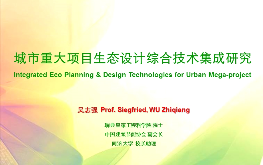 城市重大项目生态设计综合技术研究.ppt_第1页