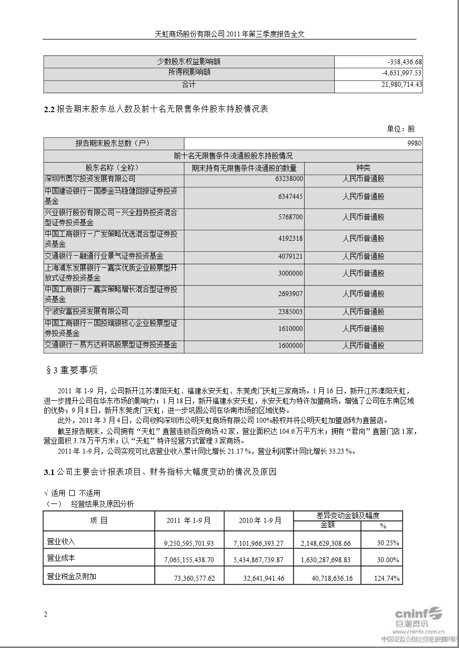 天虹商场：第三季度报告全文.ppt_第2页