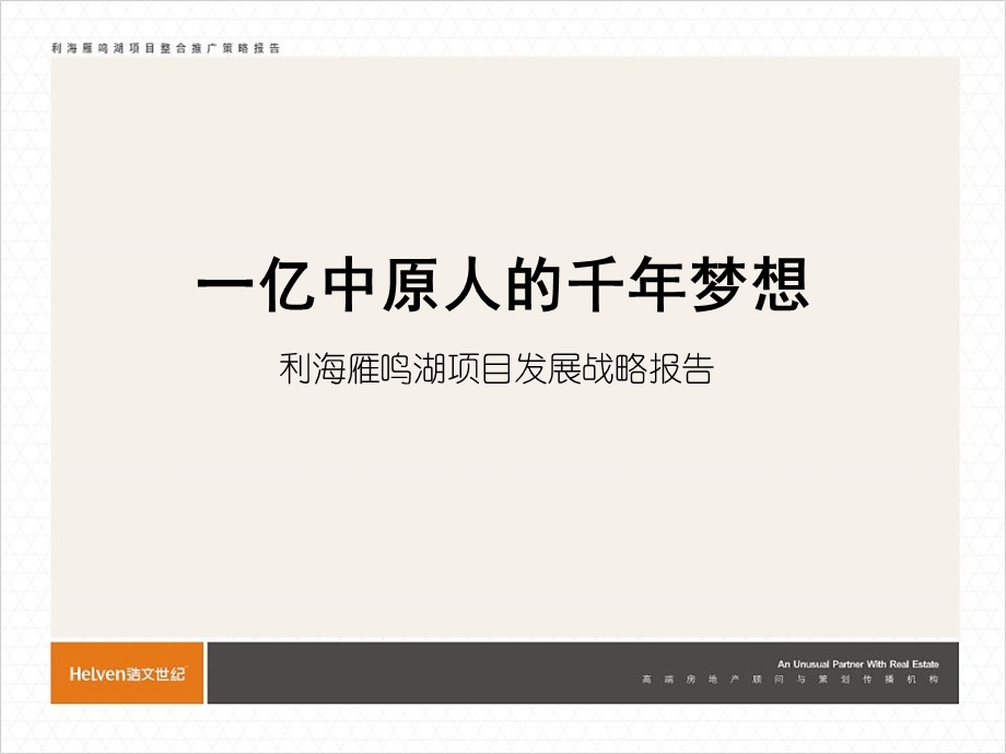 河南省利海雁鸣湖旅游地产项目发展战略报告.ppt_第1页