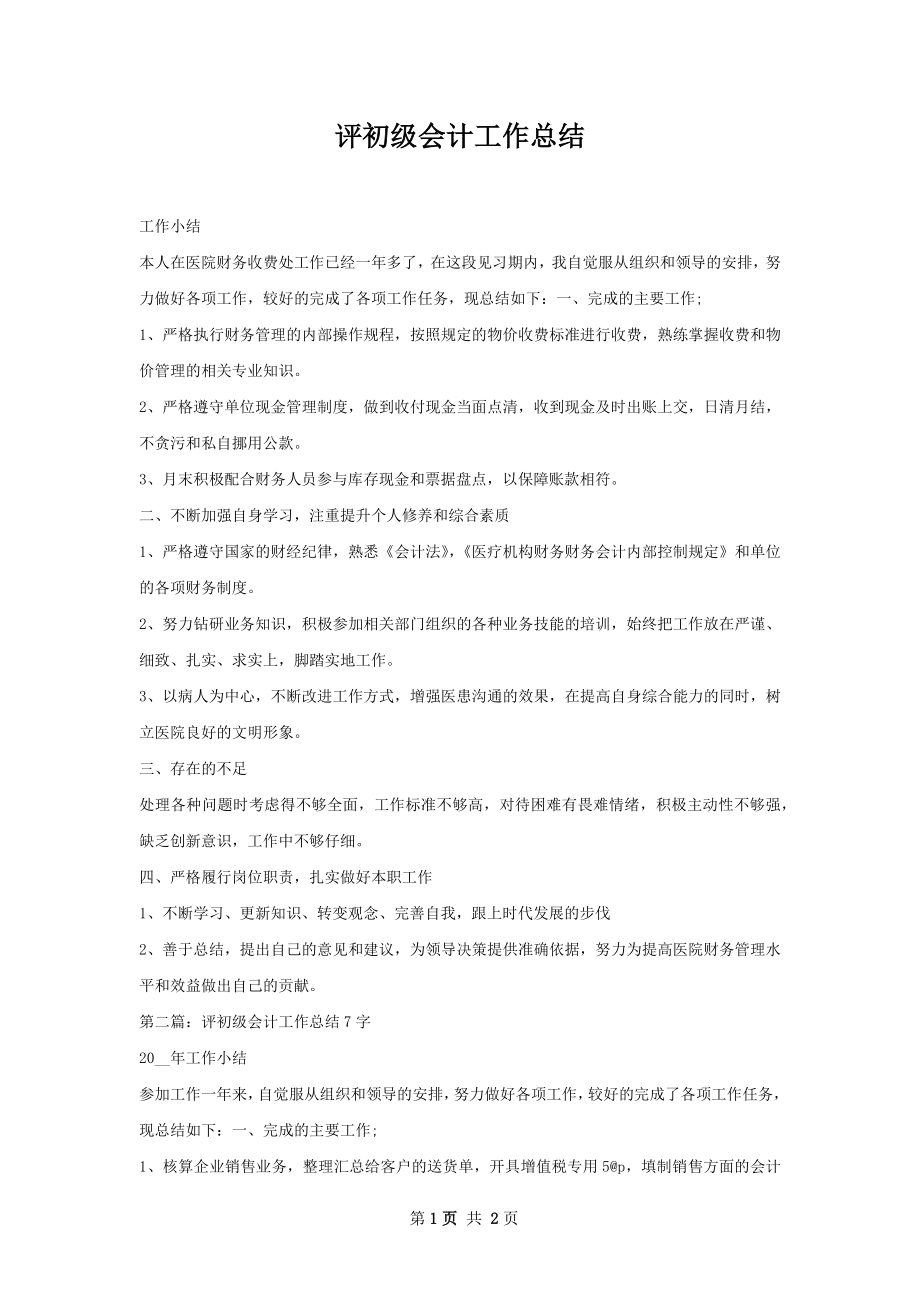 评初级会计工作总结.docx_第1页