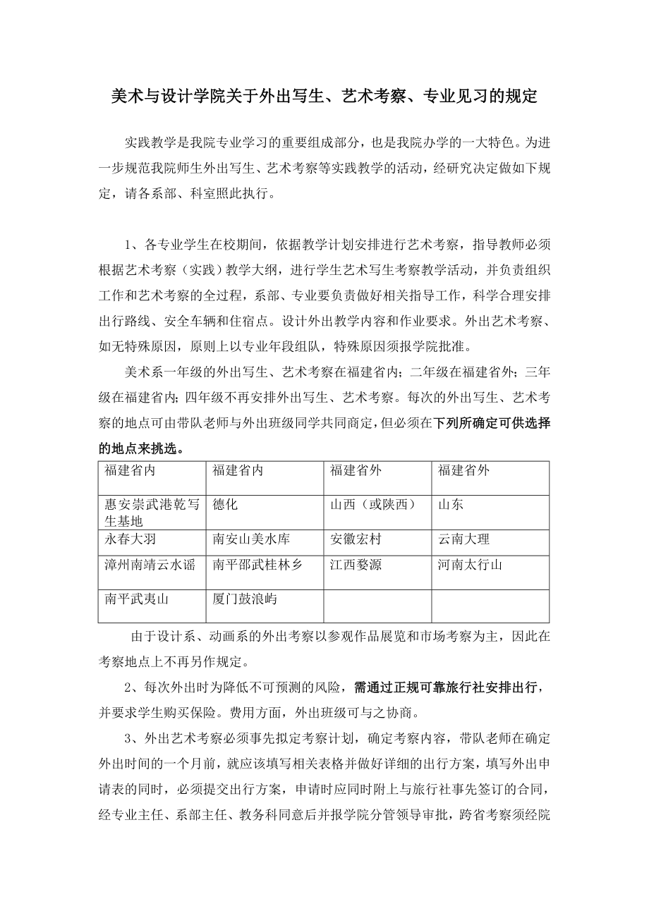 美术与设计学院关于外出写生、艺术考察、专业见习的规定.doc_第1页