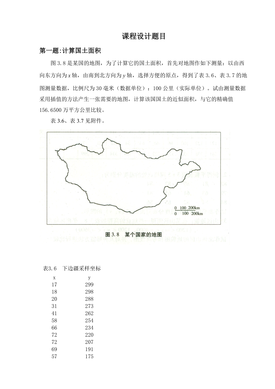 计算国土面积数值分析课程设计.doc_第1页