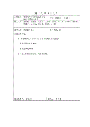 北京电力公司怀柔供电公司计量改造工程施工记录.doc