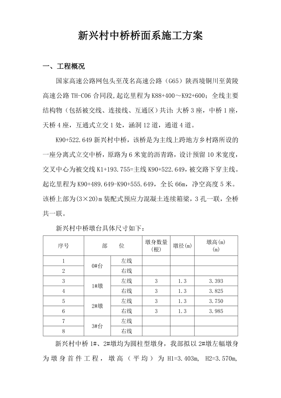 新兴村中桥桥面系施工方案.doc_第1页