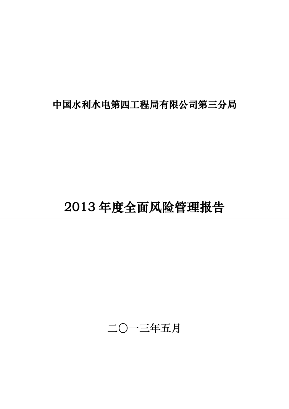 水利水电有限公司全面风险管理报告.doc_第1页