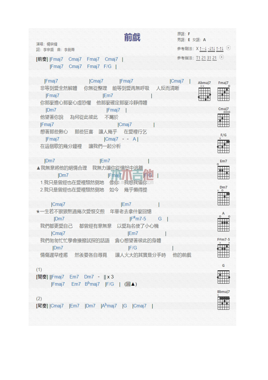 前戏吉他谱 吉他谱.docx_第1页