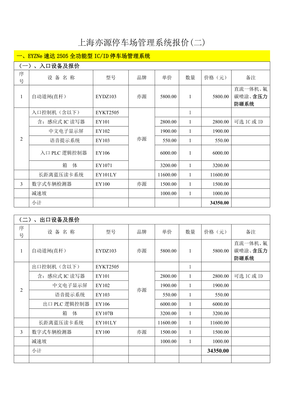 上海亦源停车场管理系统报价.doc_第1页