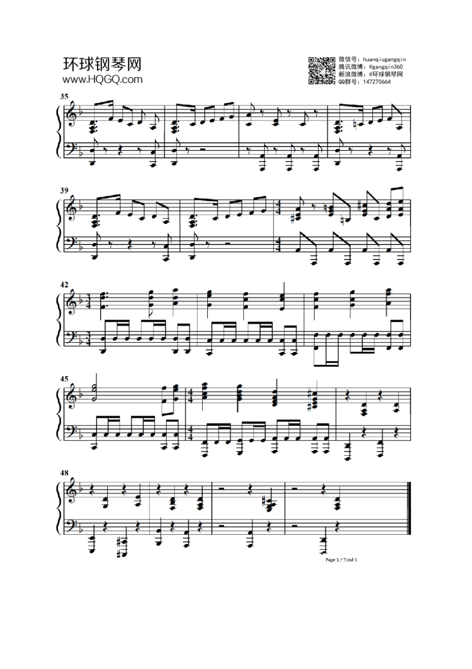 The Medallion Calls（《加勒比海盗》OST） 钢琴谱.docx_第3页