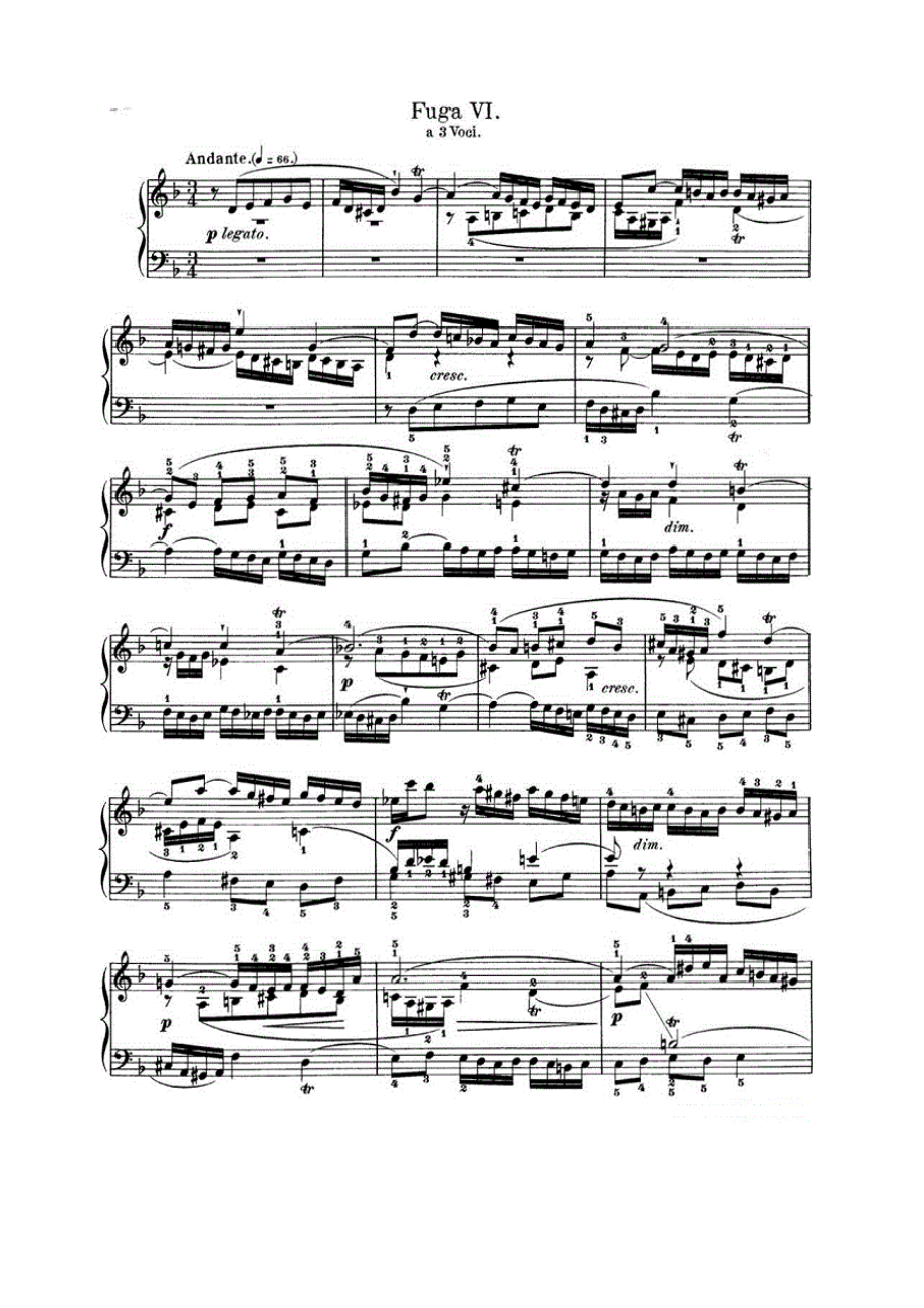 巴赫《平均律钢琴曲集·第一卷》之赋格曲（NO.6） 钢琴谱.docx_第1页