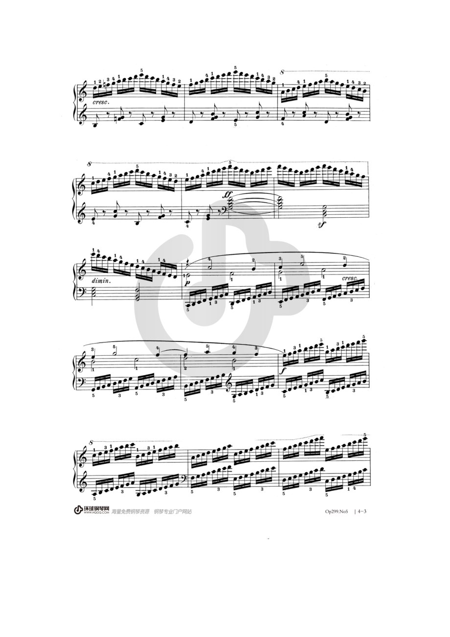 车尔尼《快速练习曲 Op.299》——No.5 钢琴谱.docx_第3页