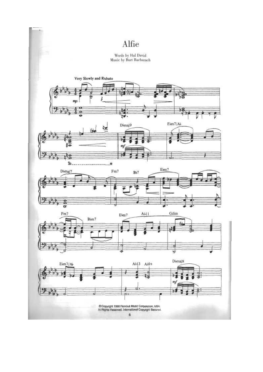 Alfie（好莱坞经典电影原版流行怀旧钢琴谱） 钢琴谱.docx_第1页