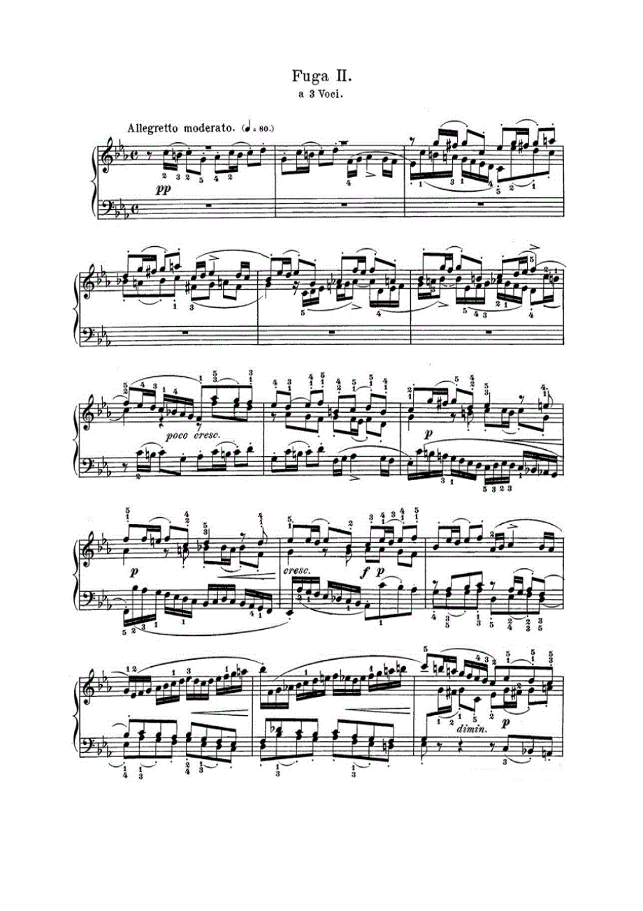 巴赫《平均律钢琴曲集·第一卷》之赋格曲（NO.2） 钢琴谱.docx_第1页
